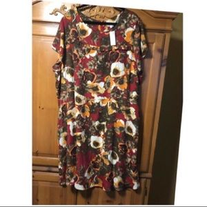 Avenue dress. Knee length.Red, brown,yellow white